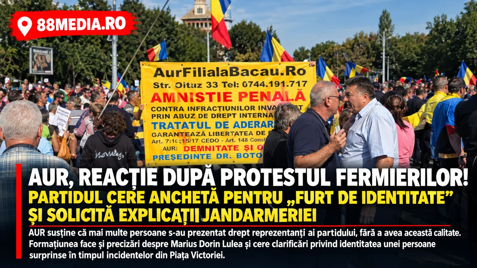 AUR reclamă „furt de identitate” după protestul fermierilor. Partidul cere explicații despre persoane care s-ar fi prezentat drept reprezentanți ai formațiunii