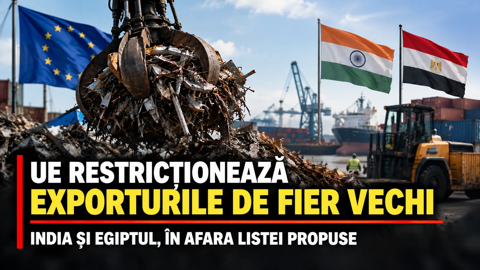 UE vrea să oprească exporturile de fier vechi către India și Egipt. Bruxelles-ul invocă lipsa garanțiilor privind gestionarea ecologică