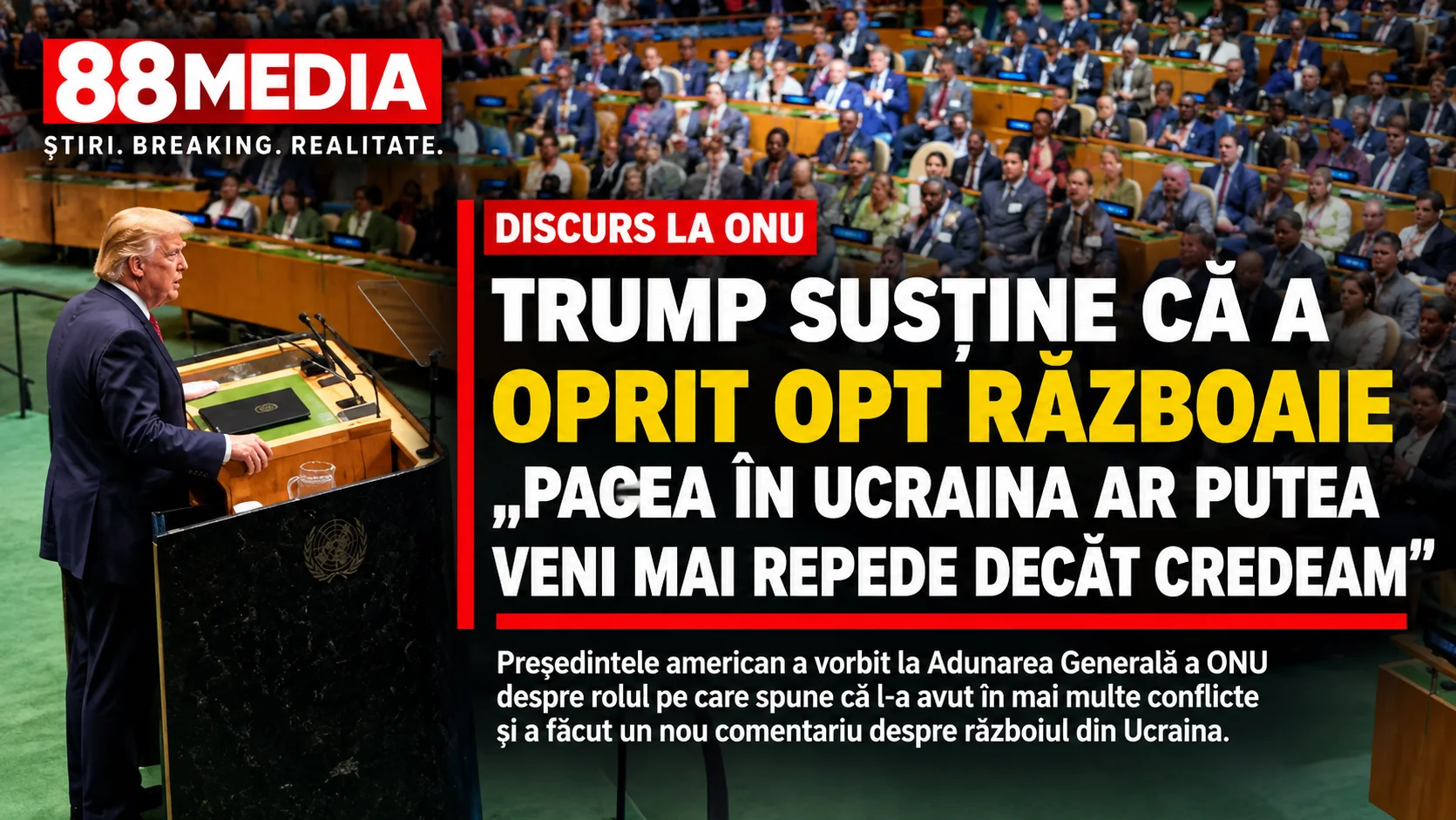 Trump susține că a oprit opt războaie: „Pacea în Ucraina ar putea veni mai repede decât credeam”