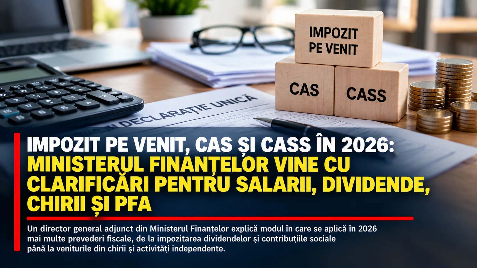 Impozit pe venit, CAS și CASS în 2026: Ministerul Finanțelor clarifică regulile pentru salarii, dividende, chirii și PFA