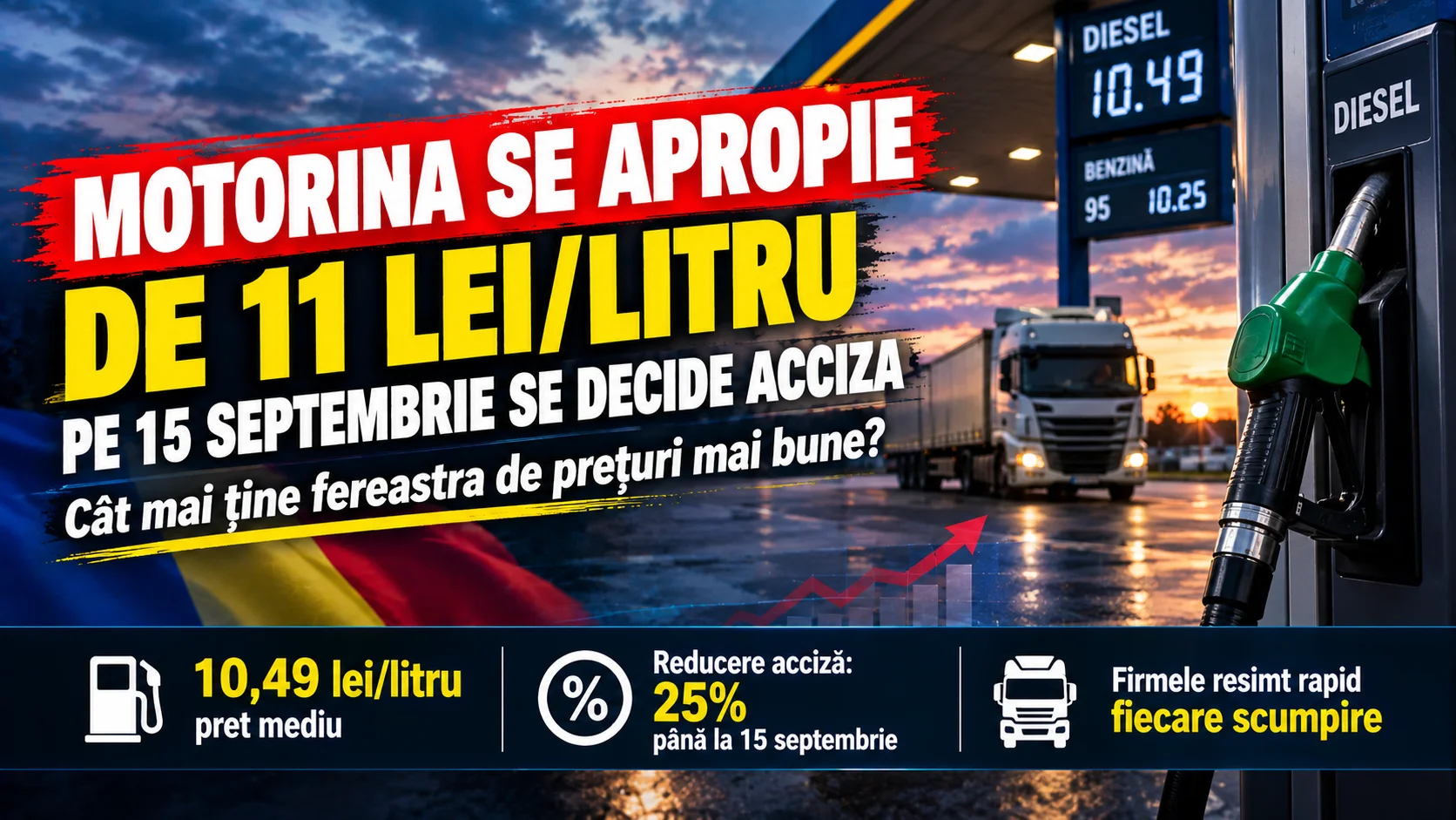 Motorina se apropie de 11 lei pe litru. Ce se întâmplă cu acciza de la 15 septembrie și cât poate dura ieftinirea